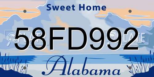 58FD992 Alabama License Plate