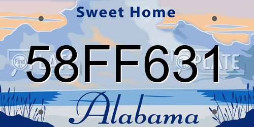 58FF631 Alabama License Plate