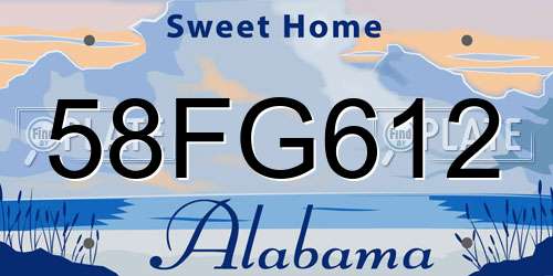 58FG612 Alabama License Plate