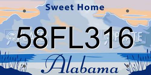 58FL316 Alabama License Plate