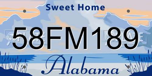 58FM189 Alabama License Plate