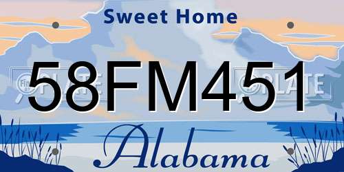 58FM451 Alabama License Plate