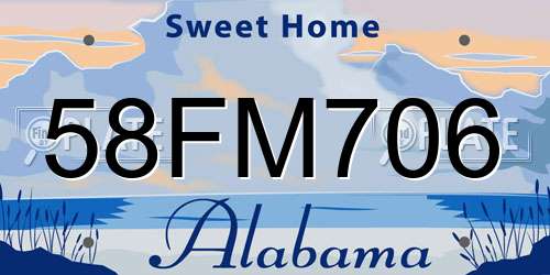 58FM706 Alabama License Plate