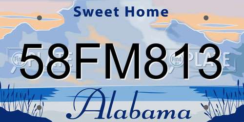 58FM813 Alabama License Plate