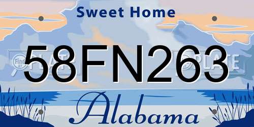 58FN263 Alabama License Plate