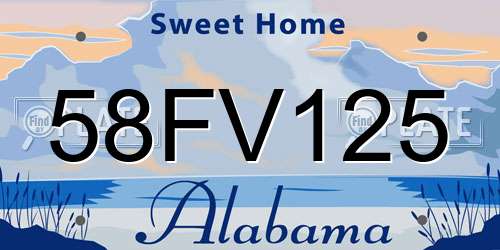 58FV125 Alabama License Plate