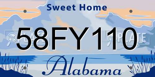 58FY110 Alabama License Plate