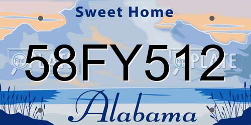58FY512 Alabama License Plate