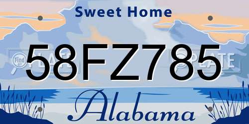 58FZ785 Alabama License Plate