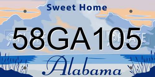 58GA105 Alabama License Plate