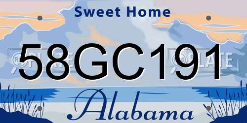 58GC191 Alabama License Plate