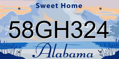 58GH324 Alabama License Plate