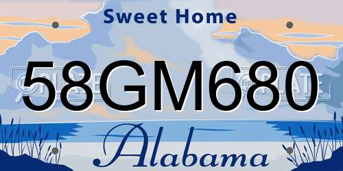 58GM680 Alabama License Plate