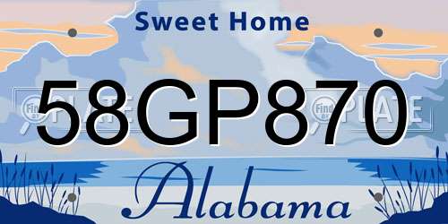 58GP870 Alabama License Plate