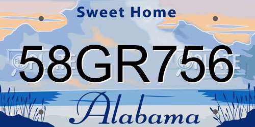 58GR756 Alabama License Plate