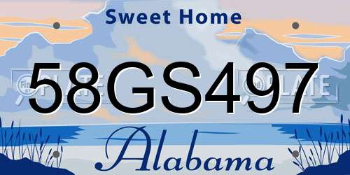 58GS497 Alabama License Plate