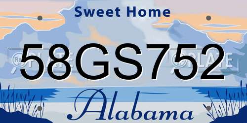 58GS752 Alabama License Plate