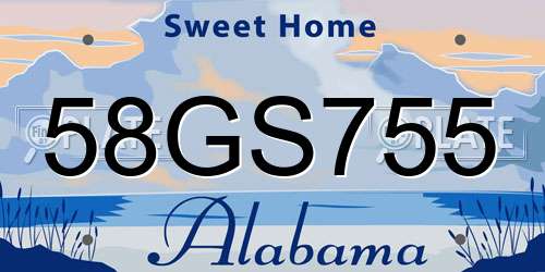 58GS755 Alabama License Plate