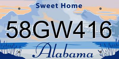 58GW416 Alabama License Plate