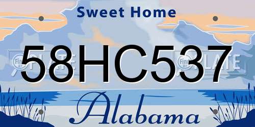 58HC537 Alabama License Plate