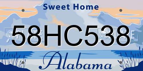 58HC538 Alabama License Plate