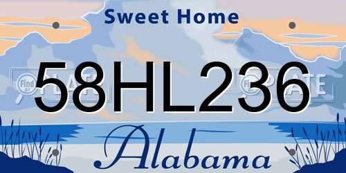 58HL236 Alabama License Plate