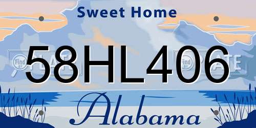 58HL406 Alabama License Plate