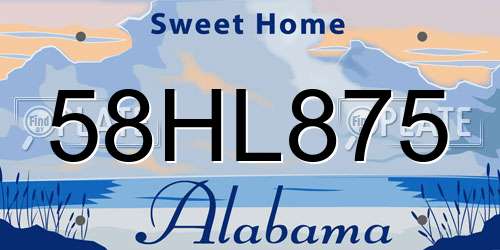 58HL875 Alabama License Plate