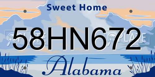 58HN672 Alabama License Plate