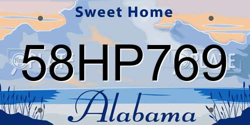 58HP769 Alabama License Plate