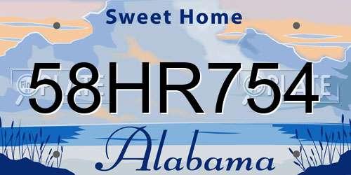 58HR754 Alabama License Plate