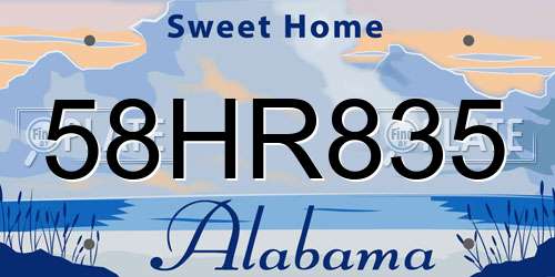 58HR835 Alabama License Plate