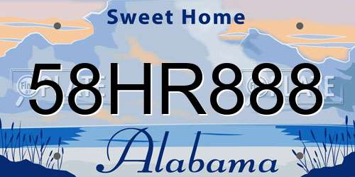 58HR888 Alabama License Plate