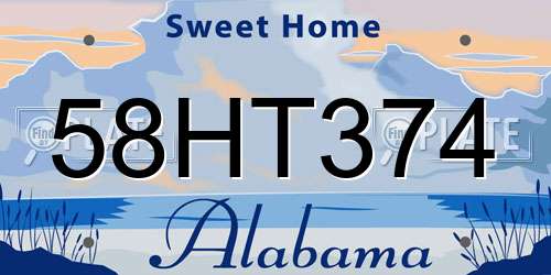 58HT374 Alabama License Plate