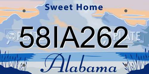 58IA262 Alabama License Plate