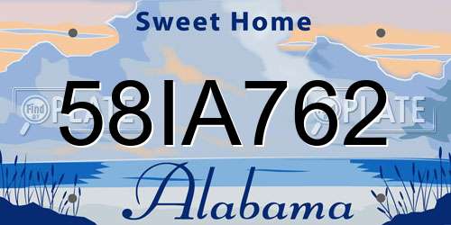 58IA762 Alabama License Plate