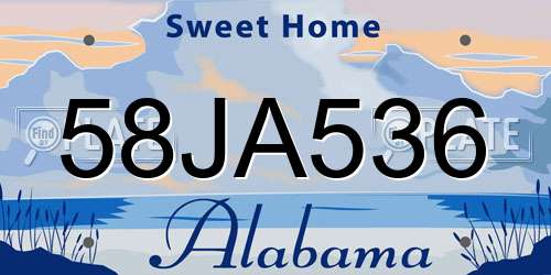 58JA536 Alabama License Plate