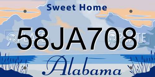 58JA708 Alabama License Plate