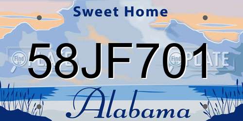 58JF701 Alabama License Plate