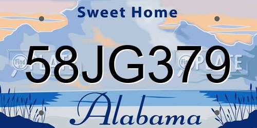 58JG379 Alabama License Plate