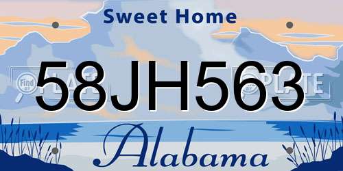 58JH563 Alabama License Plate
