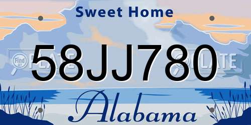 58JJ780 Alabama License Plate