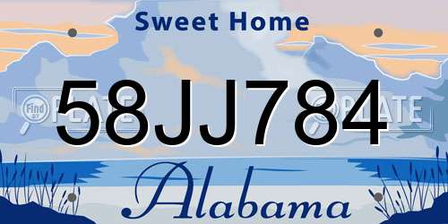 58JJ784 Alabama License Plate