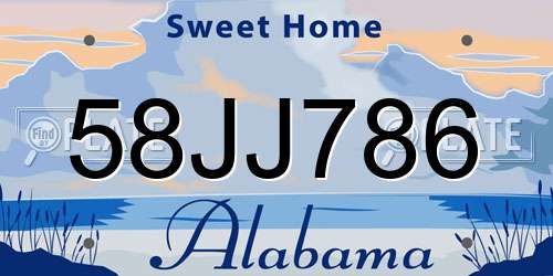 58JJ786 Alabama License Plate