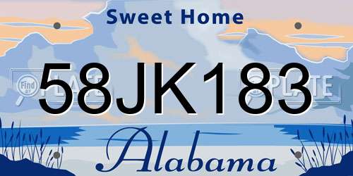 58JK183 Alabama License Plate