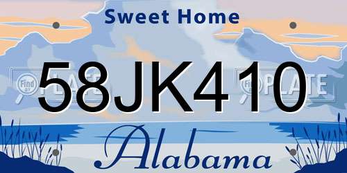 58JK410 Alabama License Plate