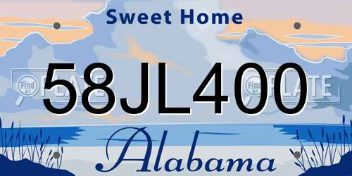 58JL400 Alabama License Plate