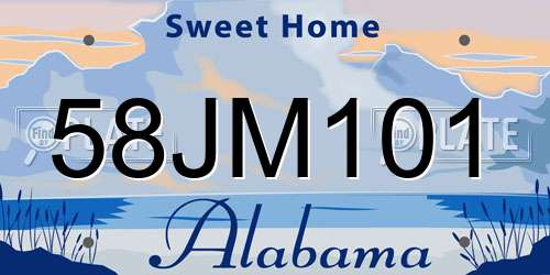 58JM101 Alabama License Plate