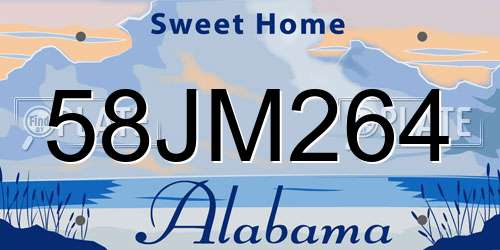 58JM264 Alabama License Plate