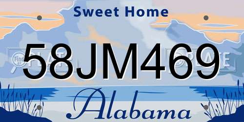 58JM469 Alabama License Plate